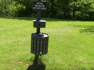 Dog waste stations throughout Doub's Meadow Park