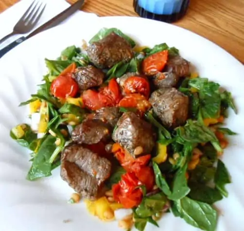 Grilled Lamb Chops with Spinach Lentil Salad