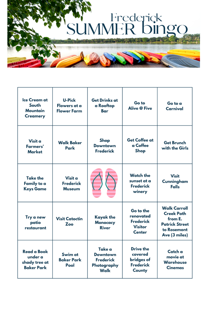 Frederick Summer Bucket List Bingo