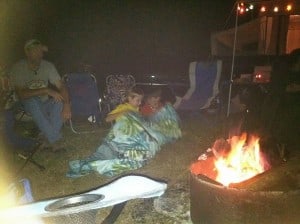 Hanging out by the campfire at Brunswick Family Campground