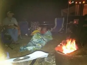 Hanging out by the campfire at Brunswick Family Campground