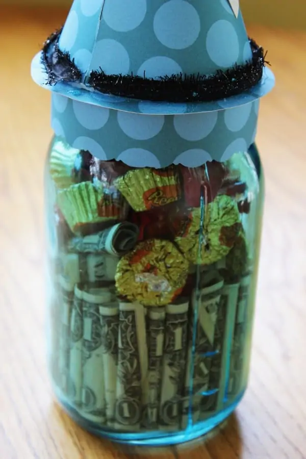 Mason Jar Dollar Bill Birthday Gift