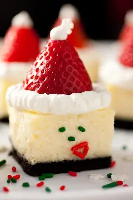 Santa Hat Cheesecake Bites