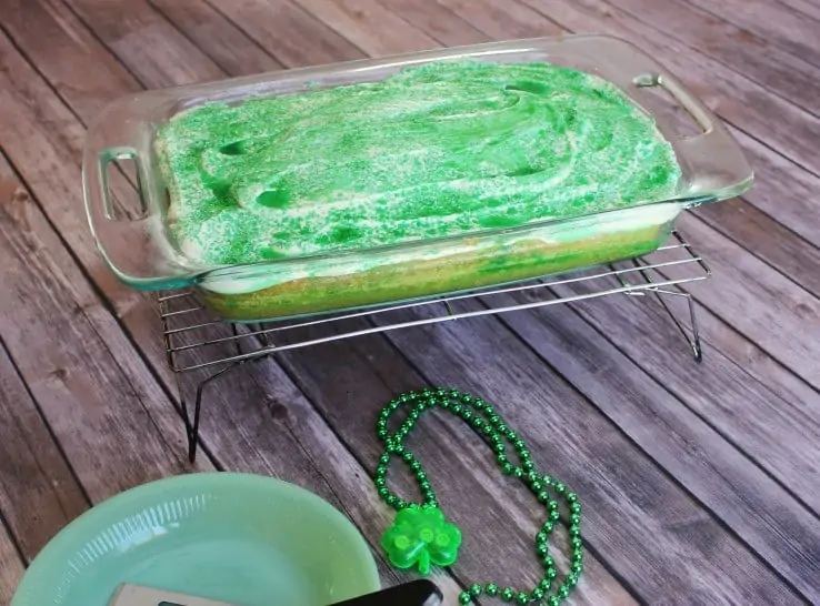 Jello Poke Cake Recipe for St. Patrick's Day