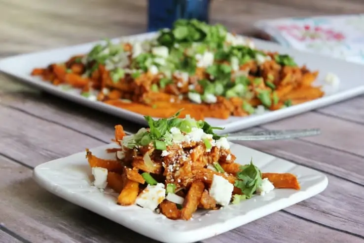 Loaded BBQ Chicken Sweet Potato Fries