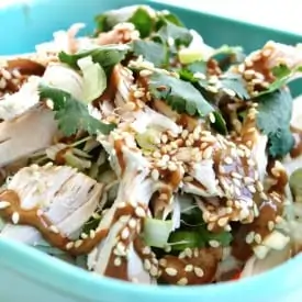 chicken cabbage salad with almond dressing