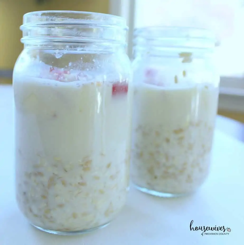 Overnight oats ready to place in the refrigerator