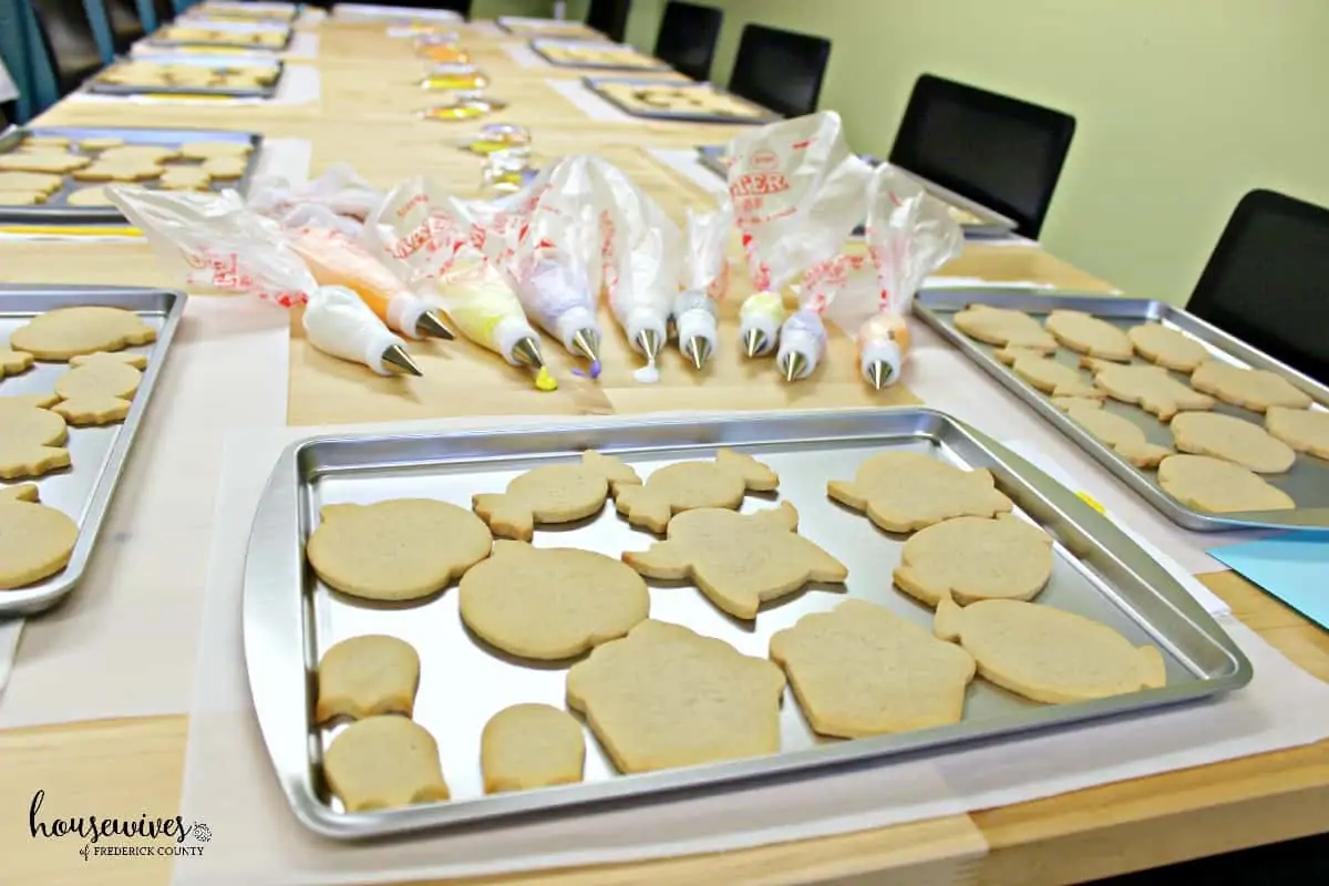 Cookies are prepared in advance and ready to decorate
