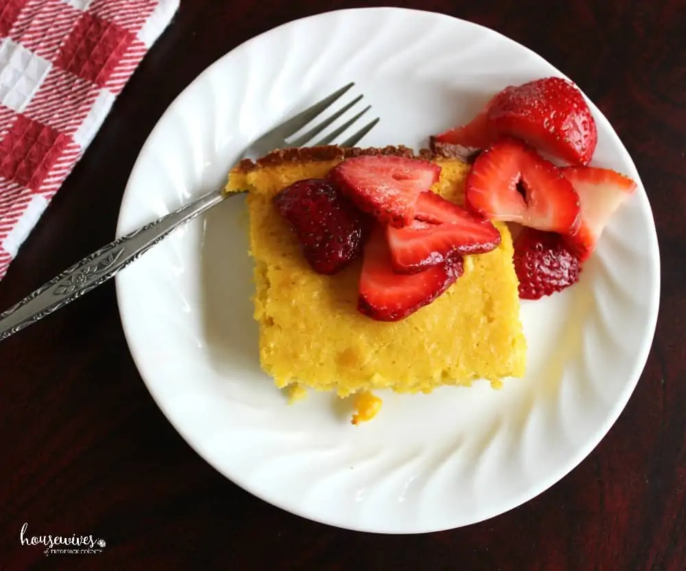 Sweet Corn Pudding Recipe with Macerated Strawberries