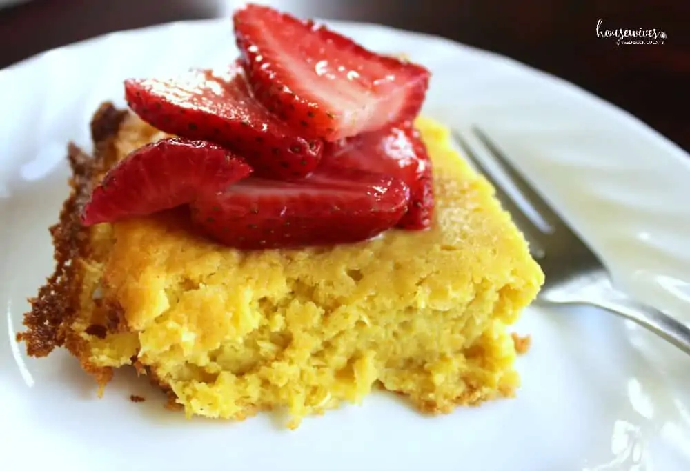 Sweet Corn Pudding Recipe with Macerated Strawberries