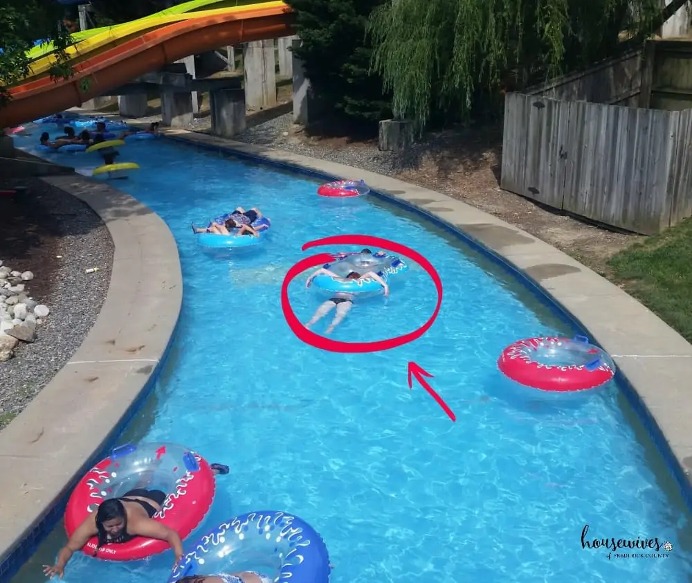 Floating in a tube on the lazy river. 