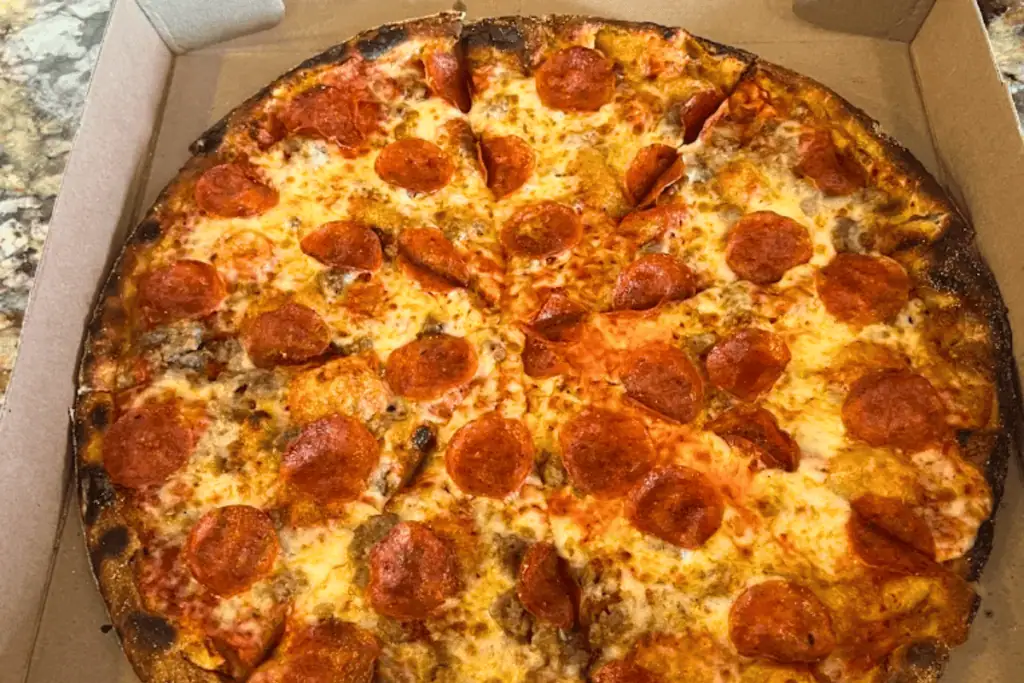 Brick-oven pizza from Laurienzo Brick Oven Cafe in Hyattstown, Maryland