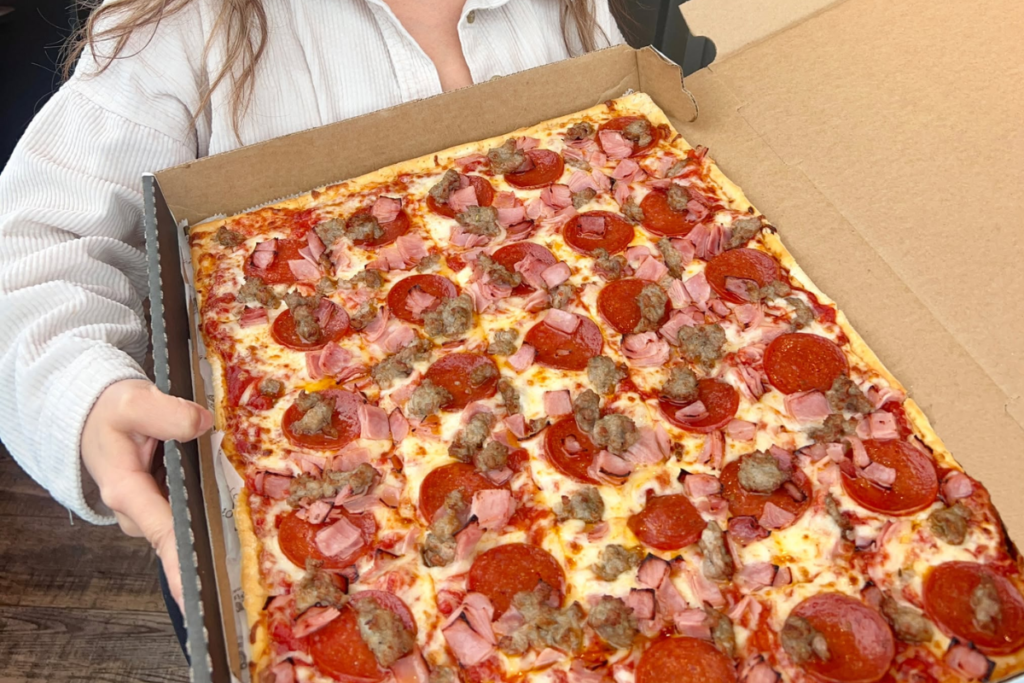 Ledo Pizza with square slices in Frederick, Maryland