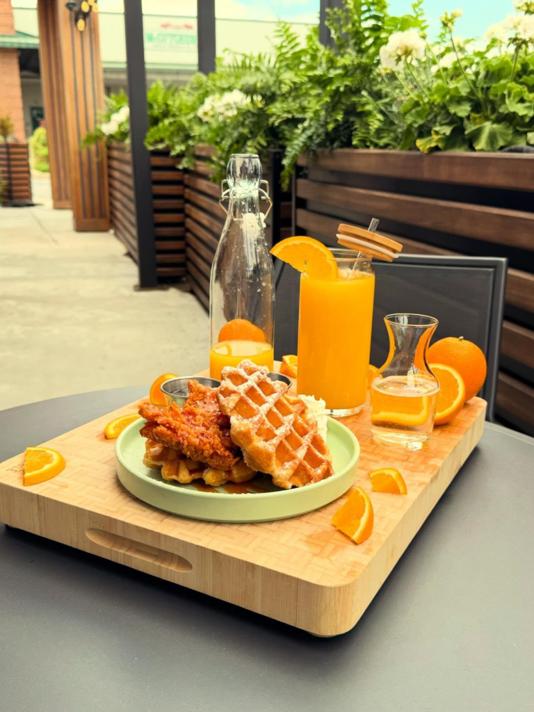 Chicken and waffles at RAK Brewing Co. brunch in Frederick MD