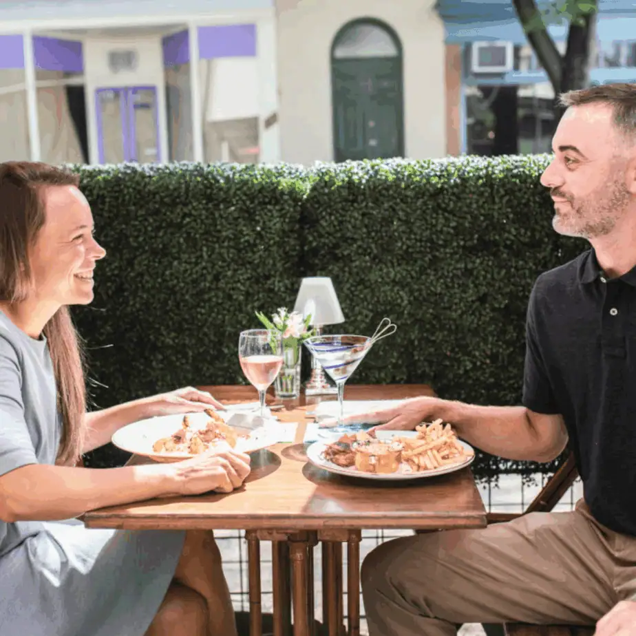 Couple enjoying a romantic dinner date in Downtown Frederick MD