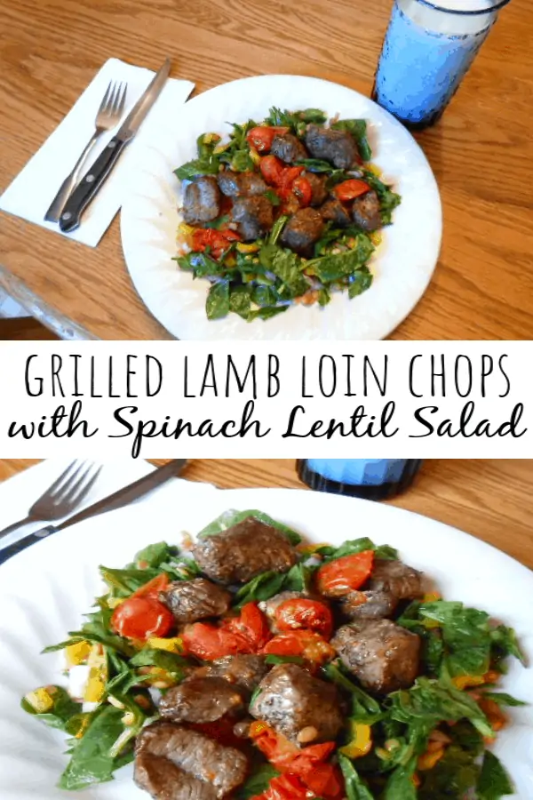 Grilled Lamb Loin Chops with Spinach Lentil Salad
