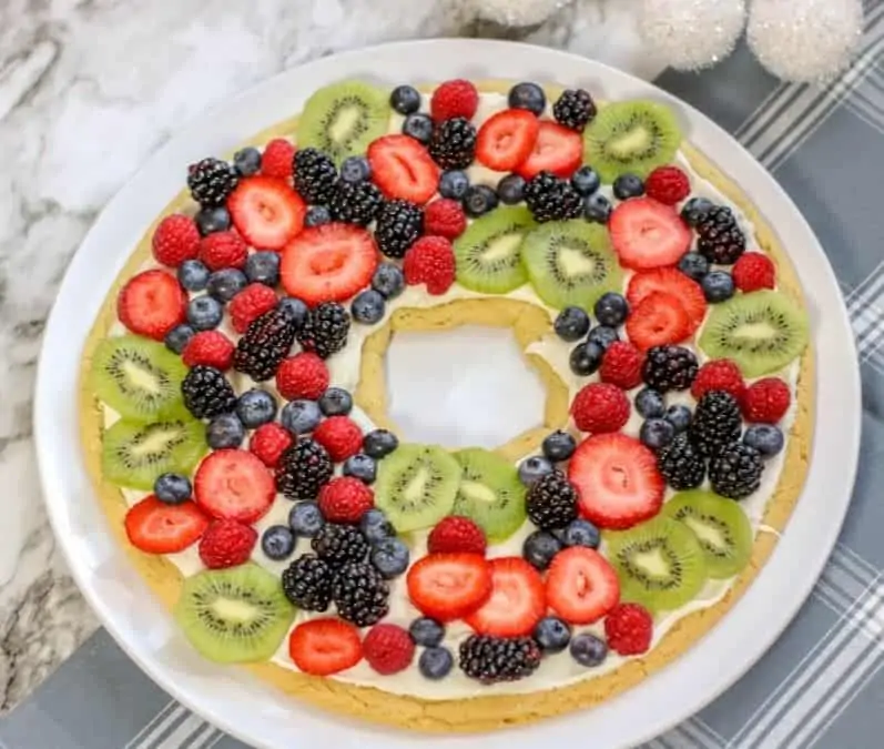 Fruit Pizza Christmas Wreath