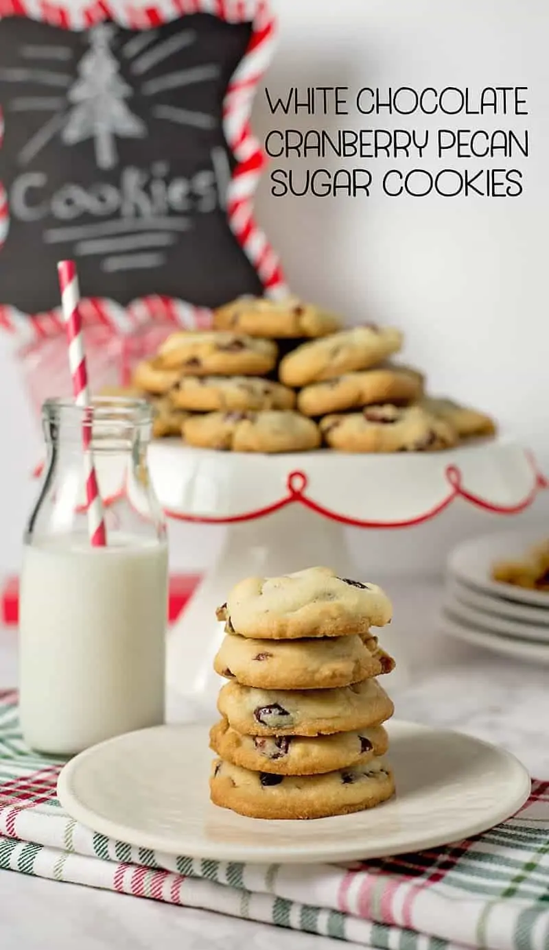 White chocolate cranberry pecan sugar cookies