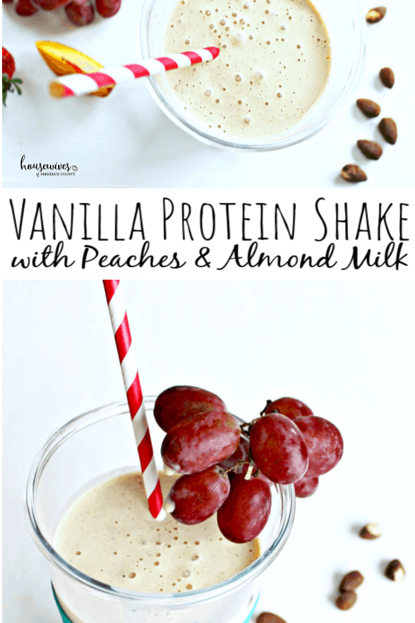 Vanilla Protein Shake Recipe with Peaches & Almond Milk