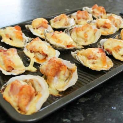 Baked Oyster Recipe with Bacon & Gruyere Cheese