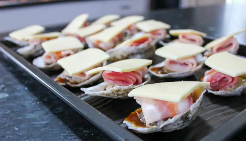 Baked Oysters with Bacon & Gruyere Cheese