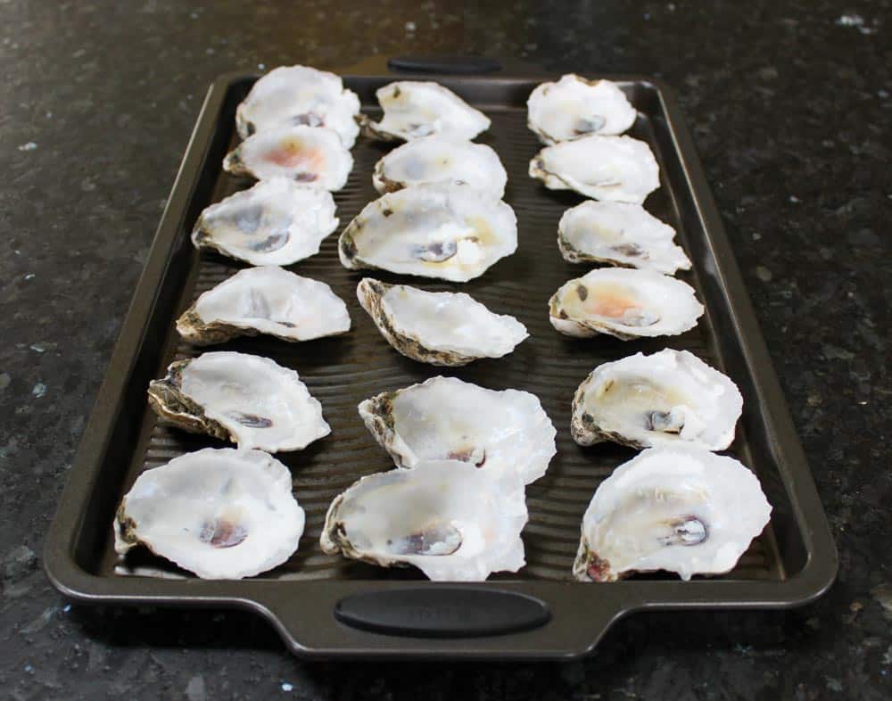 Lay out cleaned shells on baking sheet