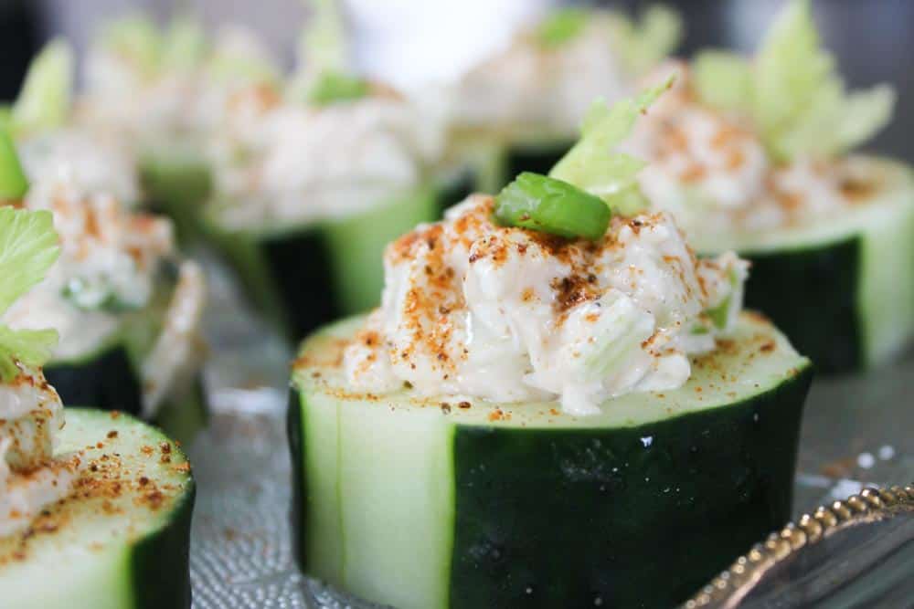 Crab Stuffed Cucumber Cups with Old Bay Seasoning