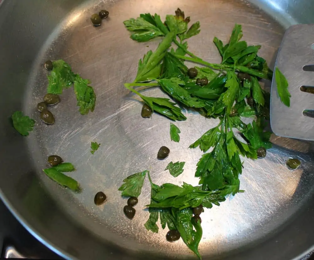 Saute capers and parsley