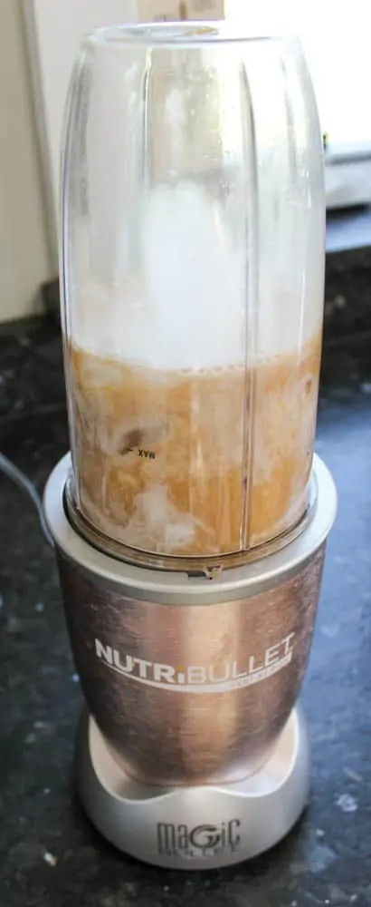 Add ingredients to NutriBullet and blend well