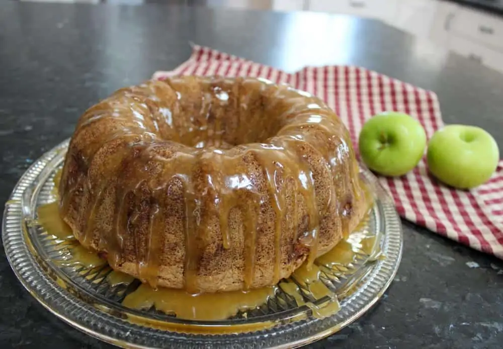 Old Fashioned Fresh Apple Cake Recipe with Caramel Glaze