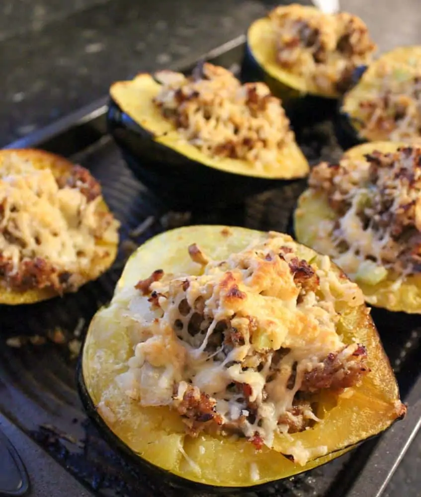 Stuffed Acorn Squash with Cauliflower Rice