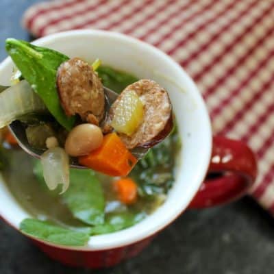 White Bean Soup with Sausage & Fresh Spinach