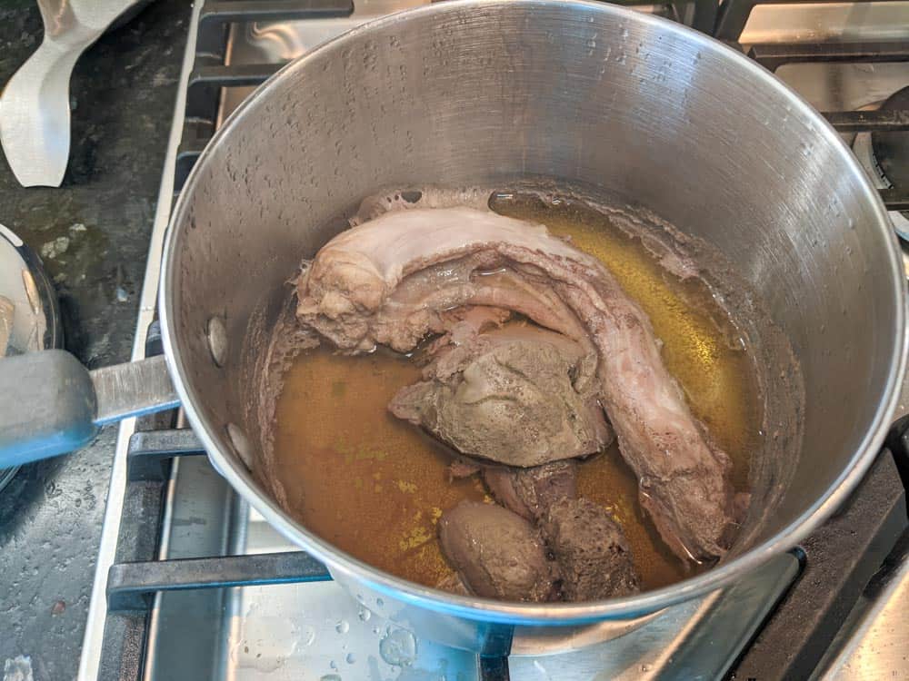 Cook giblets to make broth for stuffing