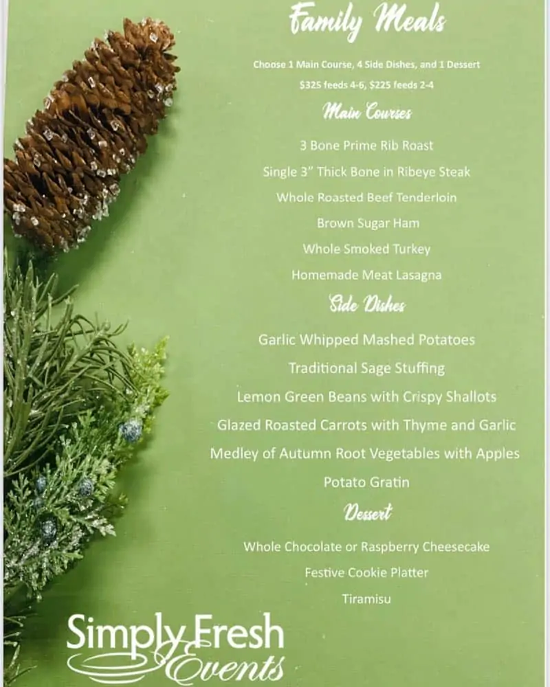 Simply Fresh Events Holiday Meal