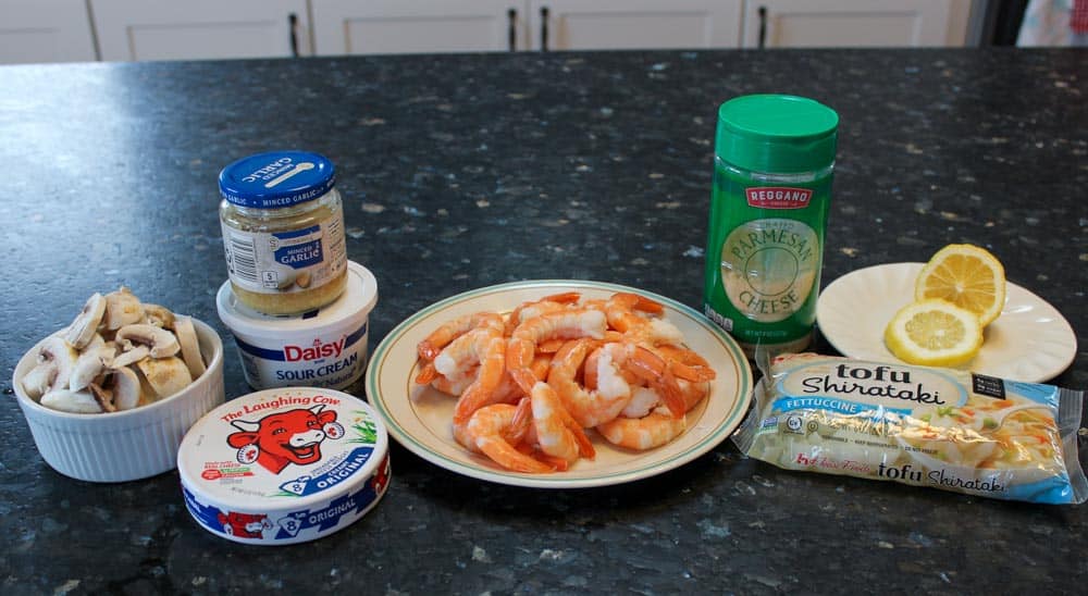 Low Carb Shrimp Alfredo Fettuccine with Tofu Shirataki Noodles