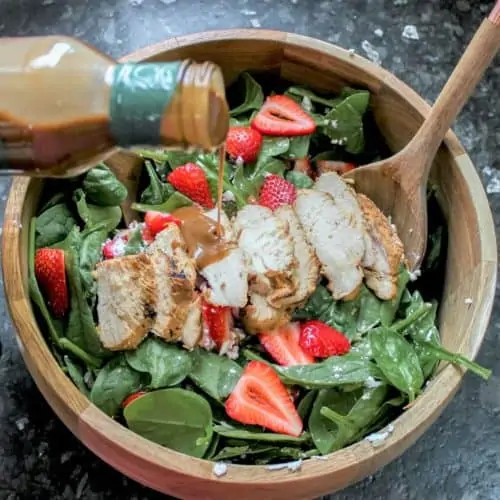 Strawberry Goat Cheese Salad with Spinach & Balsamic Dressing