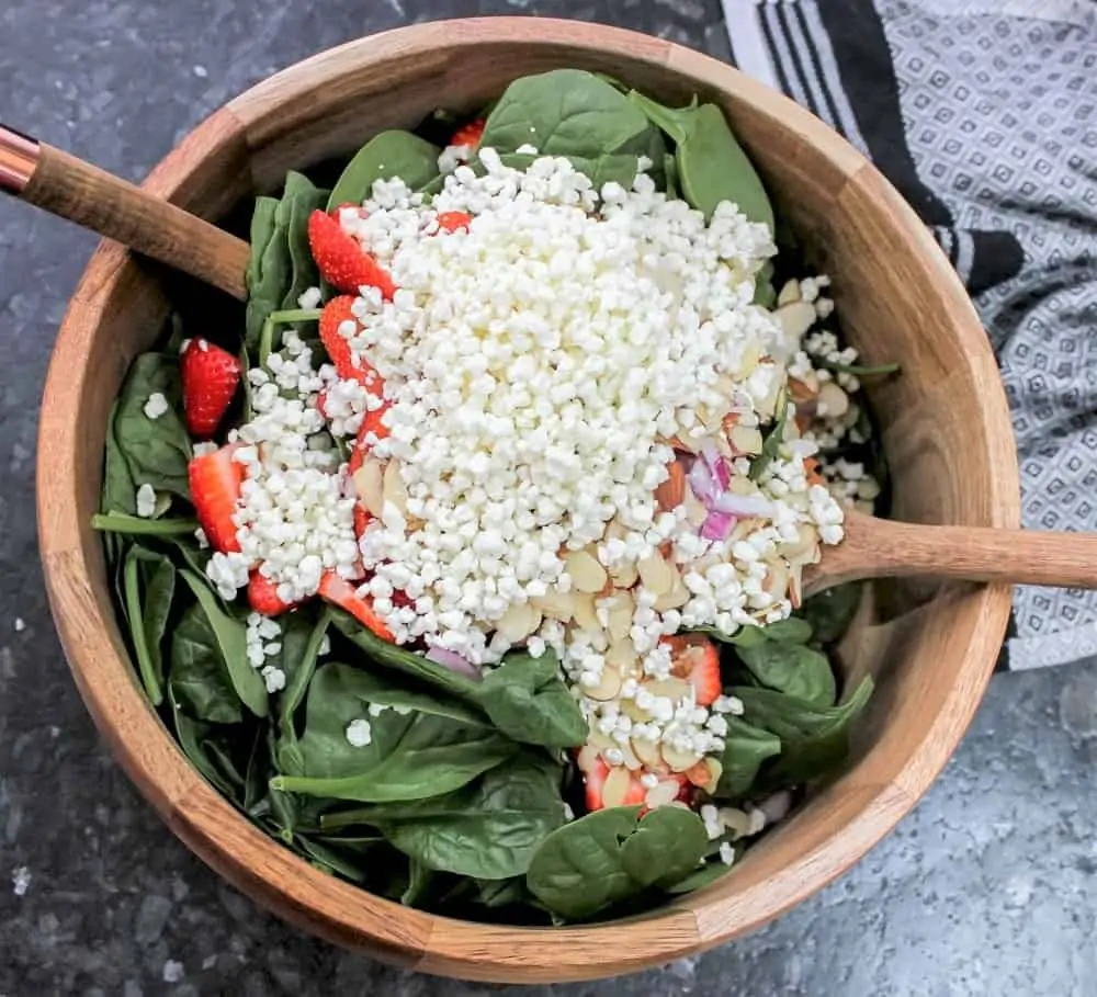 Strawberry Goat Cheese Salad with Spinach & Balsamic Dressing