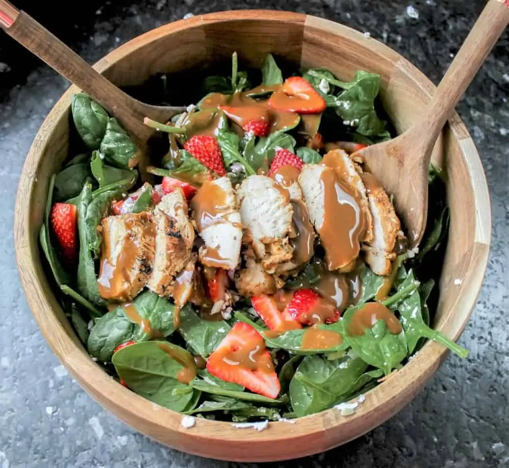 Strawberry Goat Cheese Salad with Spinach & Balsamic Dressing