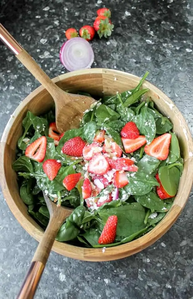 Strawberry Goat Cheese Salad with Spinach & Balsamic Dressing