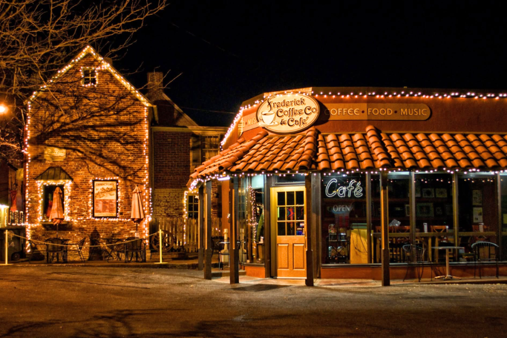 Exterior of Frederick Coffee Co. & Cafe in downtown Frederick