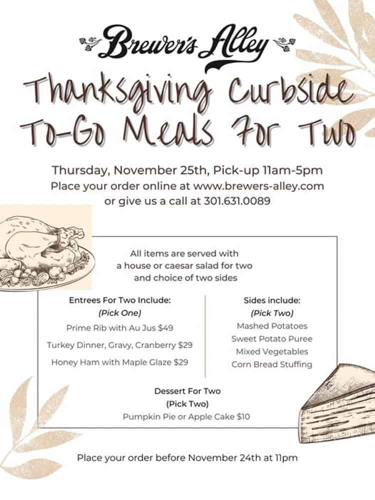 Thanksgiving Dinner To Go in Frederick Md & Nearby (2021)