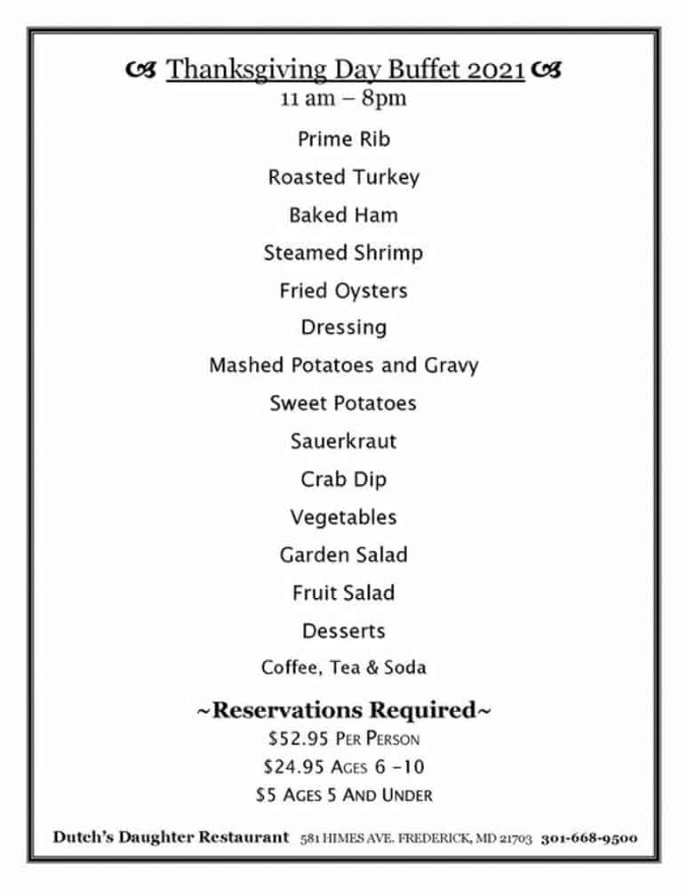 Thanksgiving Dinner in Frederick Md & Nearby (2021) Housewives of Frederick County