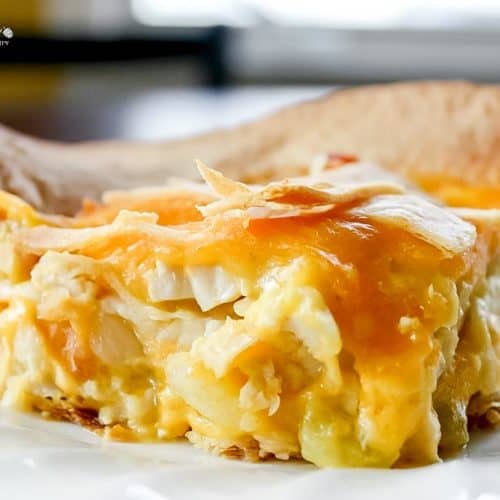 Chicken Green Chile Enchilada Casserole