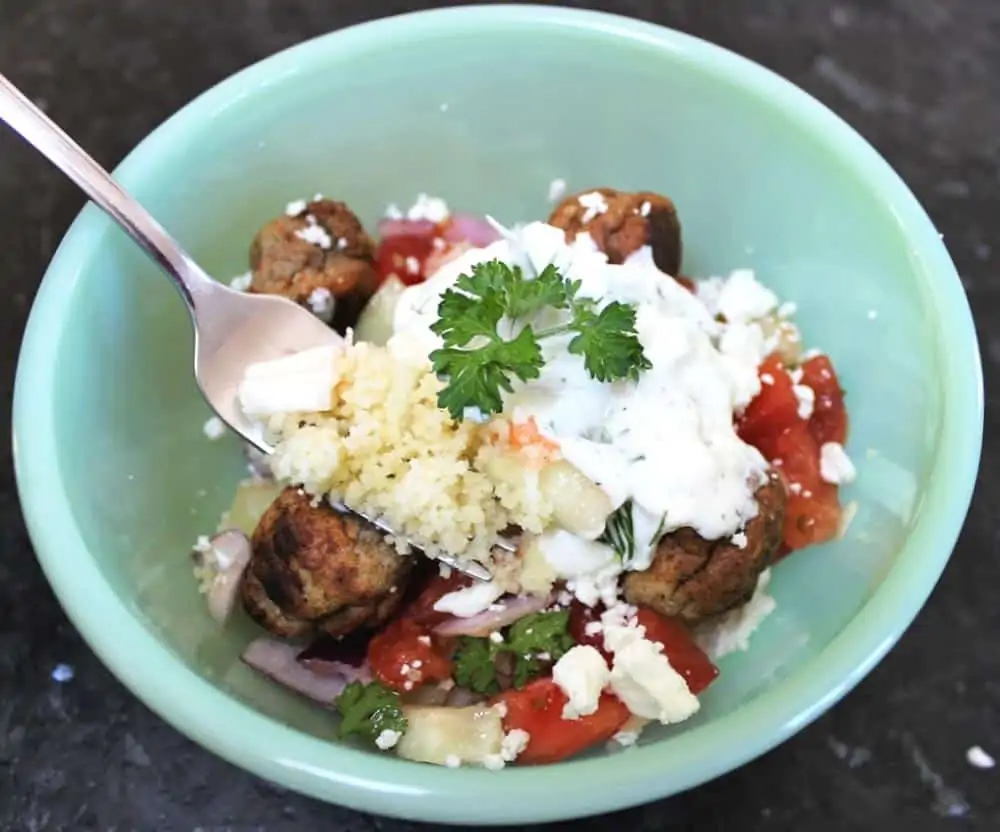 Couscous Bowl with Meatballs & Tzatziki