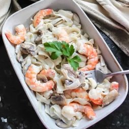 Keto Shrimp Alfredo with Tofu Shirataki Noodles