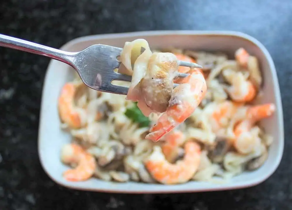 Keto Shrimp Alfredo with Tofu Shirataki Noodles