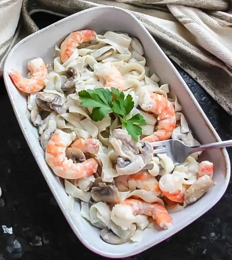 Keto Shrimp Alfredo with Tofu Shirataki Noodles