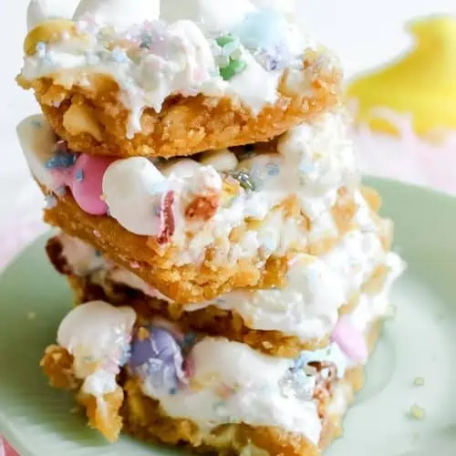 Easter Blondies with M&M's and Marshmallows