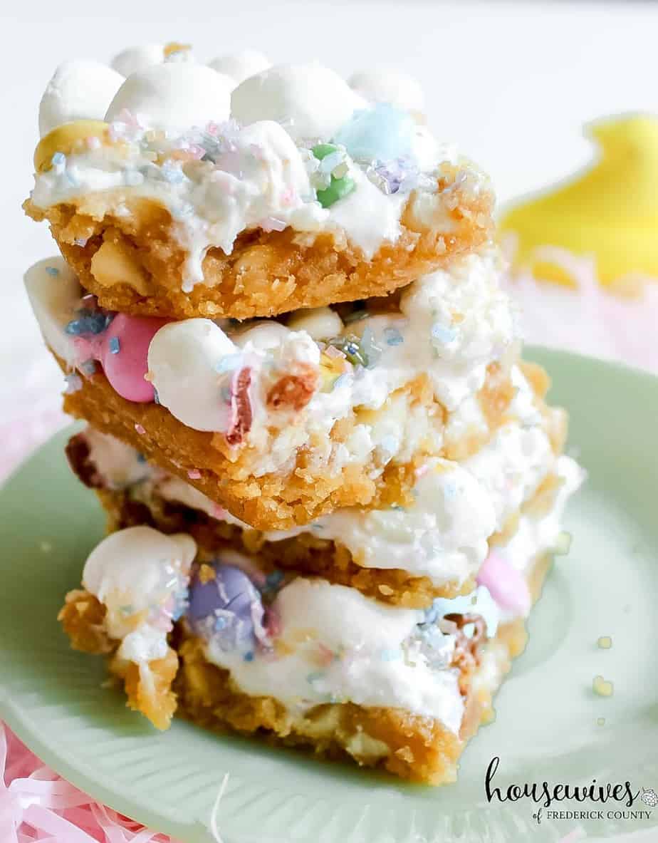 Easter Blondies with M&M's and Marshmallows