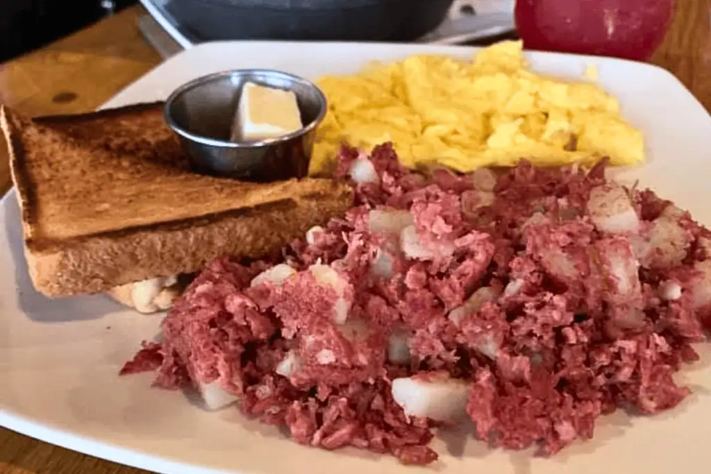 Corned beef hash breakfast at Cafe Nola in downtown Frederick, MD